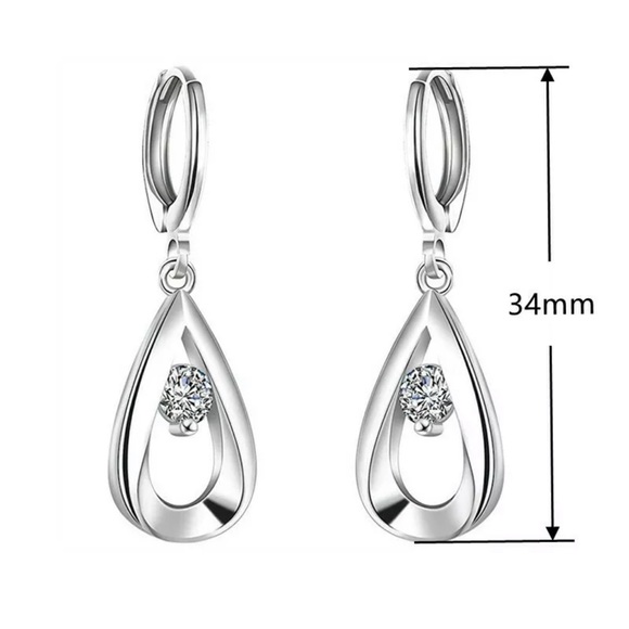 Fashion  Silver Hoop Earrings for Women Wedding Jewelry Cubic Zirconia - Picture 3 of 3